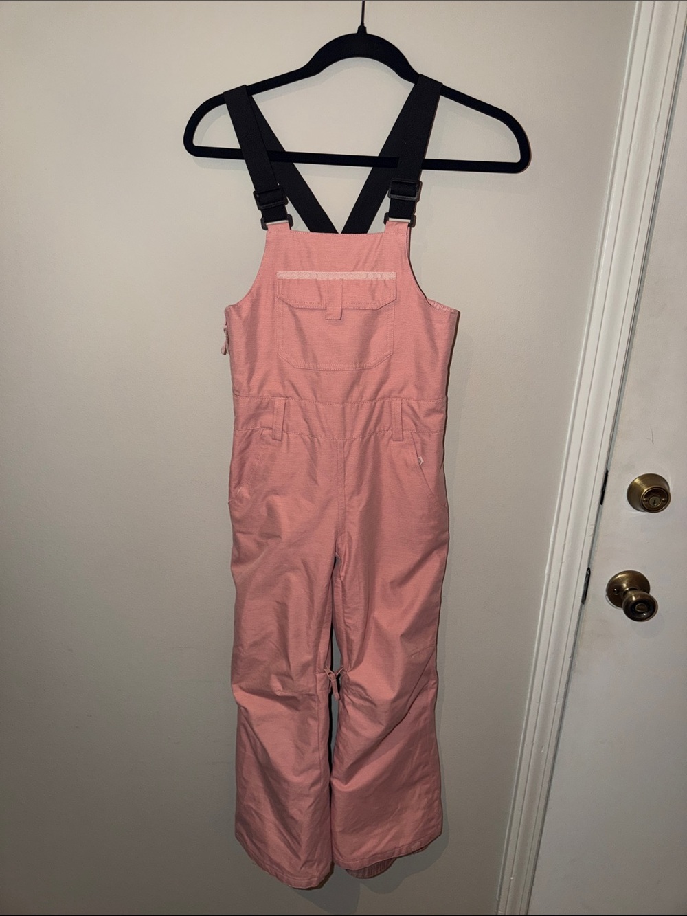 Roxy Girl Pink Winter Overalls with Black Straps